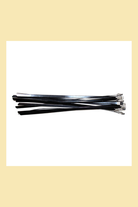Cable Zip Ties 8" Stainless Steel/Self Locking/Black - 100 Pack