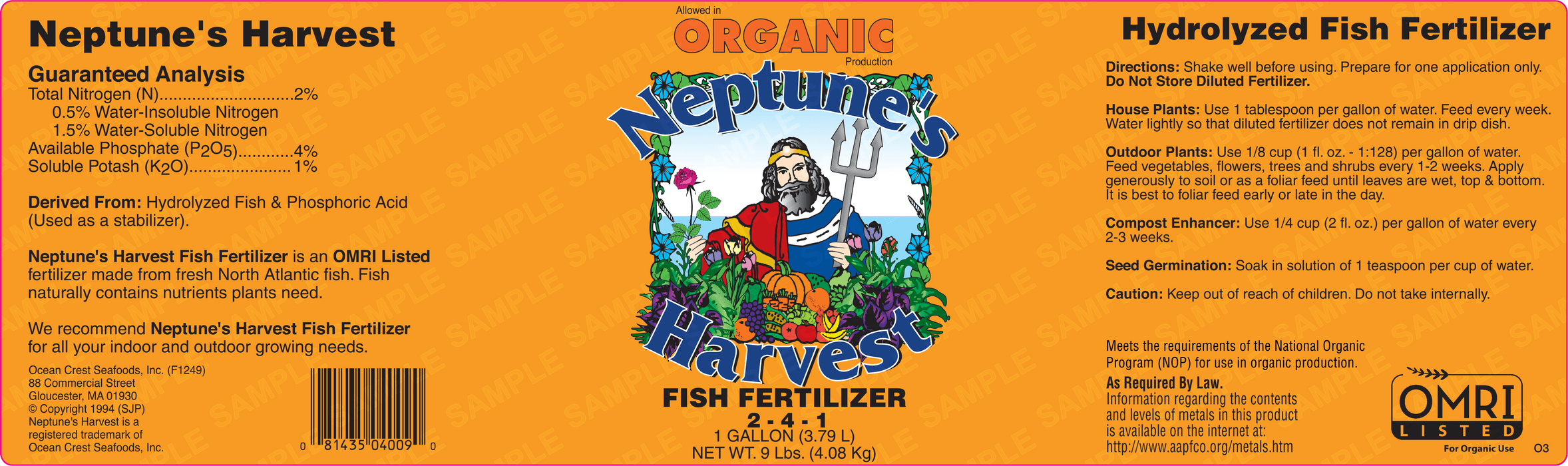 Neptune's Harvest Liquid Fish Fertilizer (2-4-1) - 1 Gallon